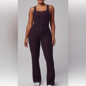 NWT FABLETICS HeatherFlex Kick Flare Plum Purple Jumpsuit Sz M Tall
